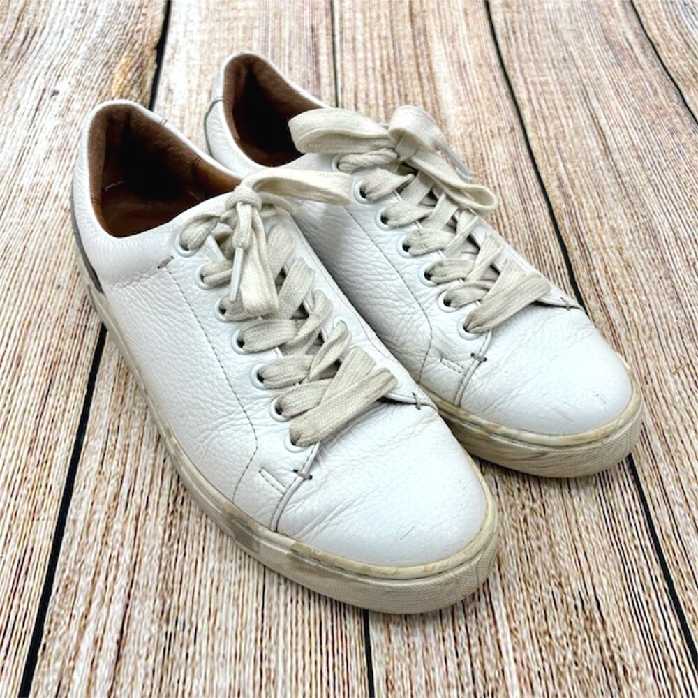 Frye Ivy Low Lace Women's Size 8.5 White Leather Casual Sneakers Marble Soles